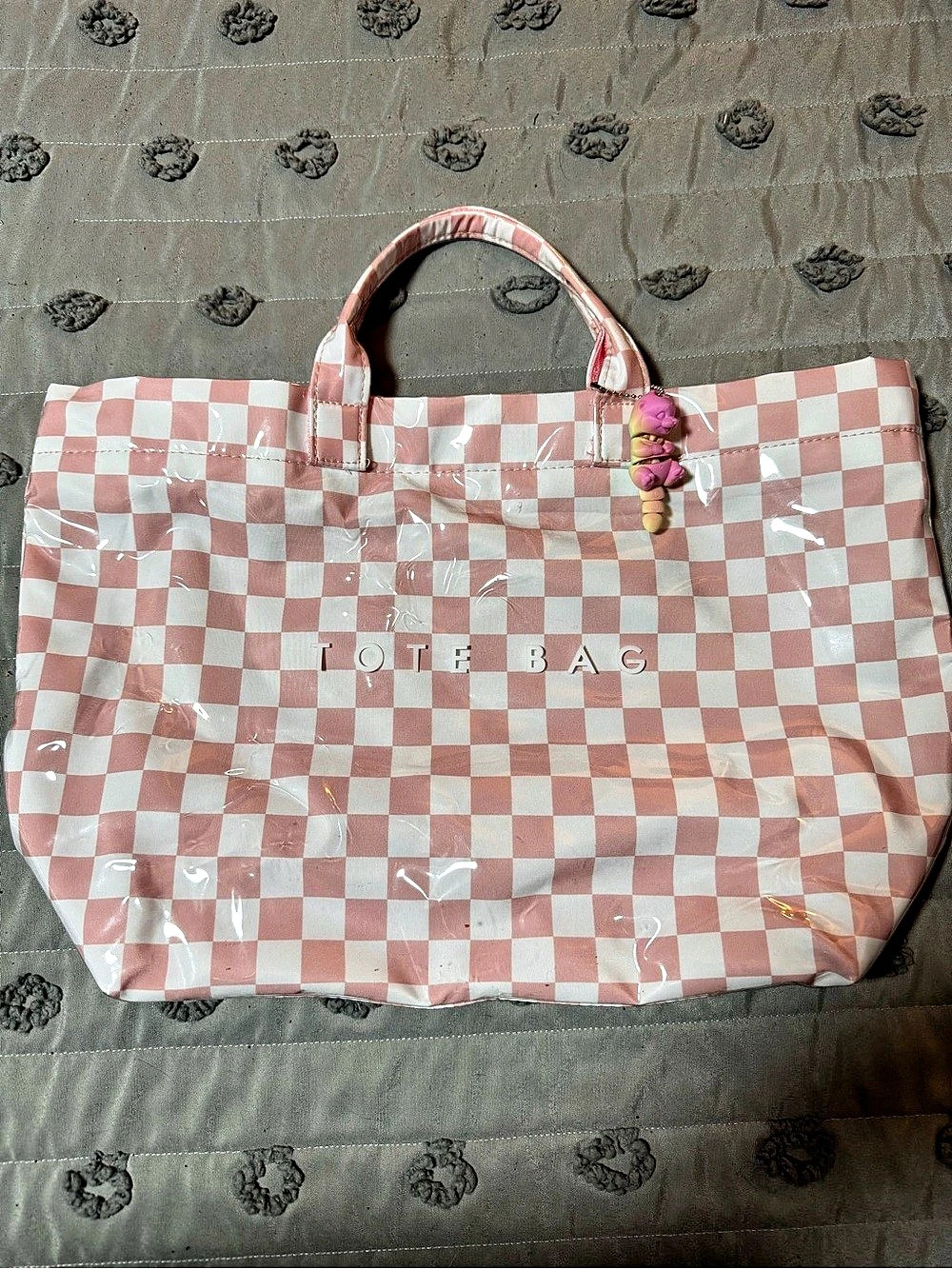 Pink & White Checkered Tote